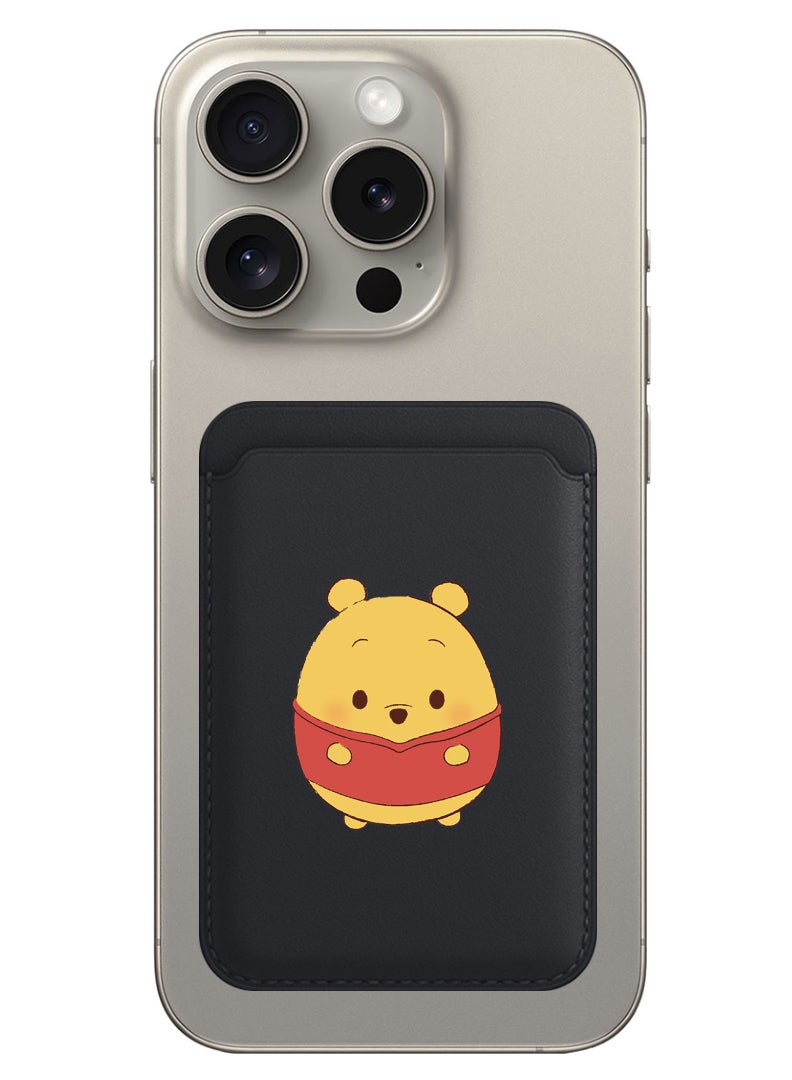 Theodor Magnetic Wallet, Compatible with MagSafe Wallet, for iPhone Wallet, for iPhone 16/15/14/13/12 Series, Not for iPhone 13/12 mini, 3 Card Holder, Vegan Leather, Black - Pooh - Image 1