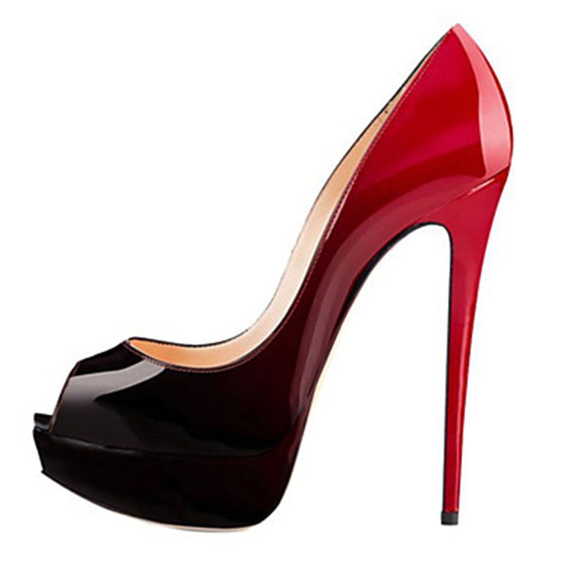 High-Quality Patent Leather Small Fish Mouth High Heel Water Platform Shallow Mouth Shoes Catwalk Women'S Shoes Large Size 46 Can Be Set Color - Image 1