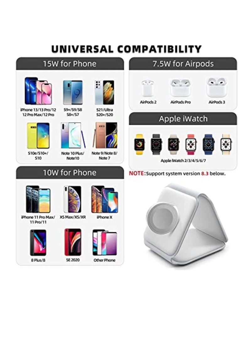 Digi Core شاحن لاسلكي 3 في 1 قابل للطي للهاتف المحمول ساعة ذكية رفيعة للغاية بقدرة 15 وات شاحن مغناطيسي QI سريع لهاتف Apple iPhone و Android أبيض - Image 4