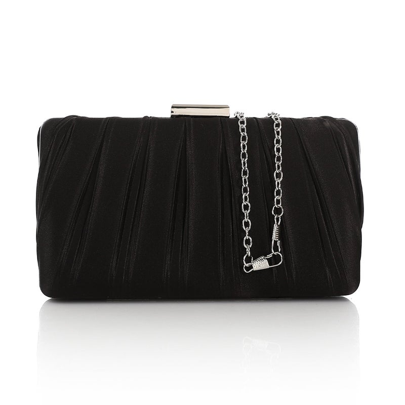 Mr.joe Pleated Satin Evening Clutch Bag Black - Image 1