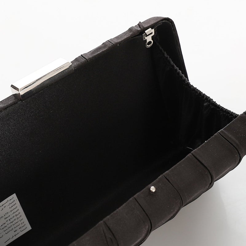 Mr.joe Pleated Satin Evening Clutch Bag Black - Image 4