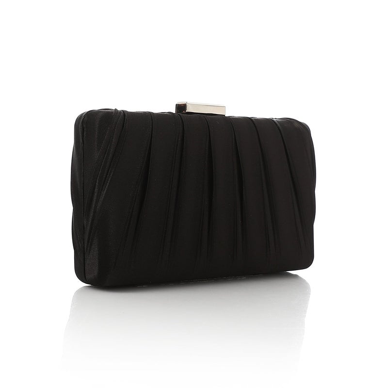 Mr.joe Pleated Satin Evening Clutch Bag Black - Image 2