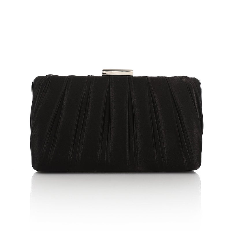 Mr.joe Pleated Satin Evening Clutch Bag Black - Image 3