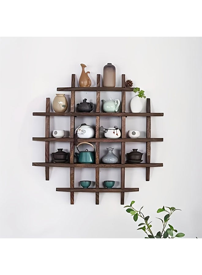 WINEENEE Premium Vintage Wooden Floating Shelf - Elegant Two-Tier Wall Display for Art, Decor, Cups & Plants in Living Room & Bedroom - Image 4