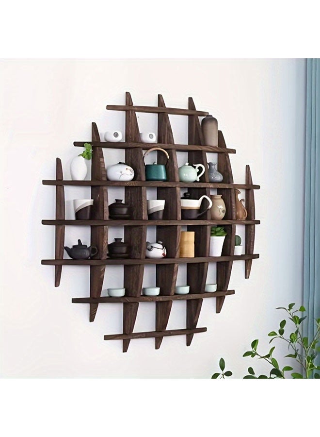 WINEENEE Premium Vintage Wooden Floating Shelf - Elegant Two-Tier Wall Display for Art, Decor, Cups & Plants in Living Room & Bedroom - Image 3