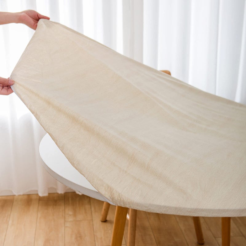 LIBERECOO Round Vinyl Fitted Tablecloth with Flannel Backing Elastic Edge Table Cover Waterproof Stain-Resistant Wipeable Tablcloths Fits 45-56" Round Tables - Image 2