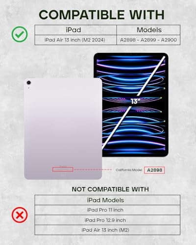 Porter Riley Leather Case Compatible with iPad Air 13 M4 2026 M3 2025 M2 2024 Premium Genuine Leather StandCoverFlip Case Pure Black - Image 3