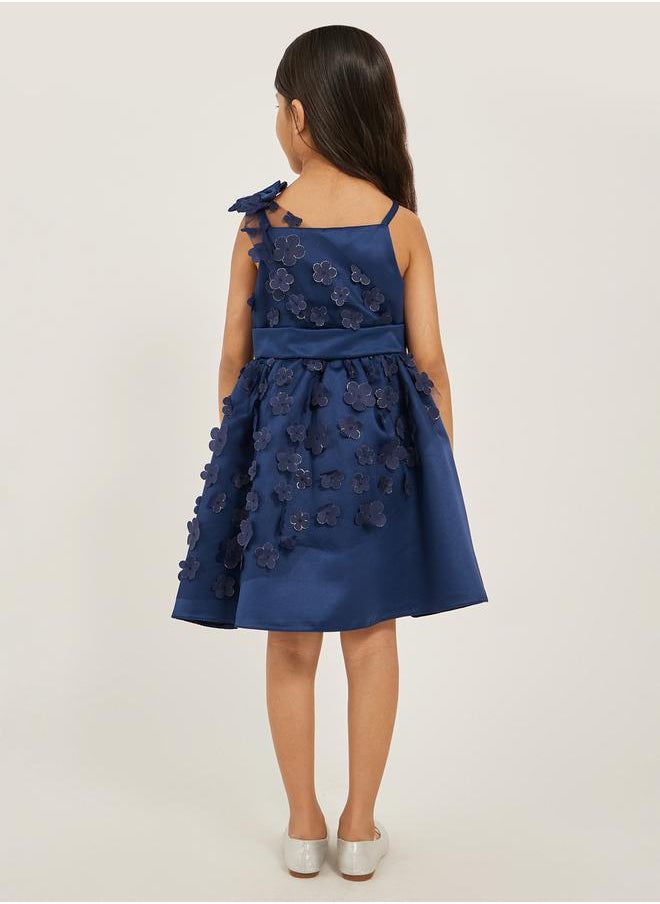 Styli Flower Applique Square Neck Fit and Flare Dress  - Image 4