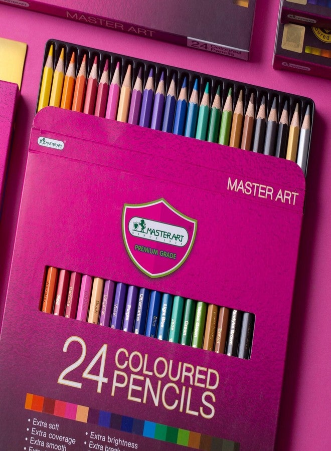 MASTERART Colored Pencils 24 Colors for Kids and Adults Coloring, Free Sharpener in the box - Image 4