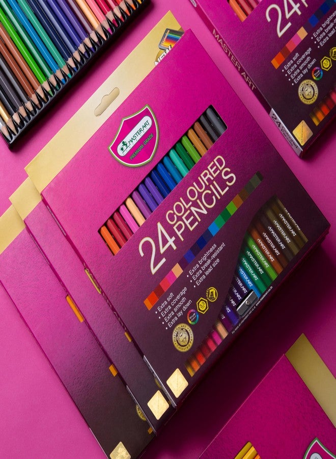 MASTERART Colored Pencils 24 Colors for Kids and Adults Coloring, Free Sharpener in the box - Image 2