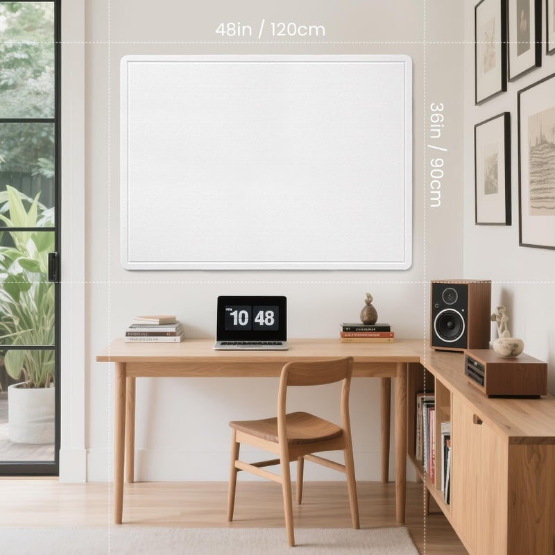 lightomorrow Large Bulletin Board - 48 x 36 Inches, Decorative Felt Pin Board for Wall - 4' x 3' Foldable Photo Display Board with Self-Adhesive Tape, Includes 20 Push Pins - White - Image 3