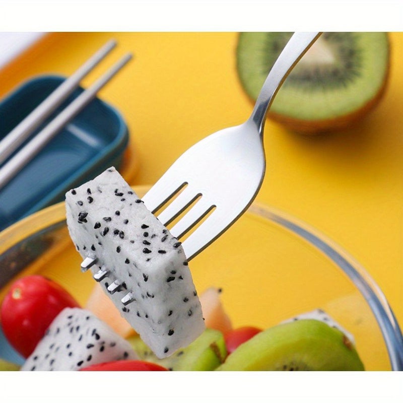 Yellow Portable Stainless Steel Cutlery Set Laser Engraved Fork Spoon Chopsticks For Home Work Restaurant Travel Outdoor Student - Image 3