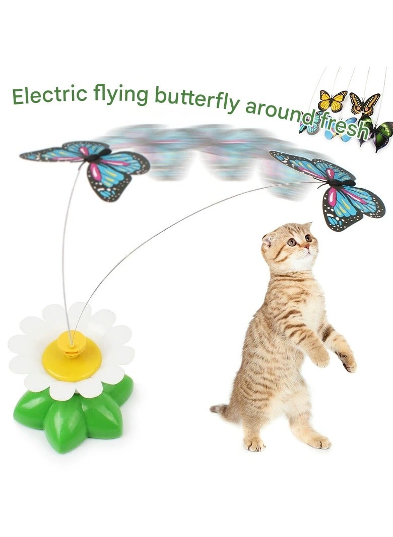 Goolsky Fun Intelligent Automatic Rotating Cat Teaser – Flying Birds & Butterflies Around Flowers, Interactive Cat Toy - Image 1