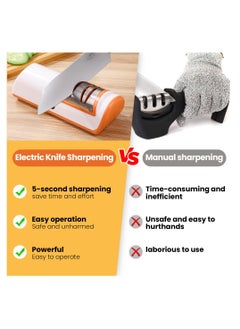 SYOSI Electric Knife Sharpener, Knife Sharpener Professional 2-Stage Black, Knife Sharpener, for a Wide Range of Kitchen Knives with Quick Sharpening and Polishing Functions, for Easy Use  - Image 3