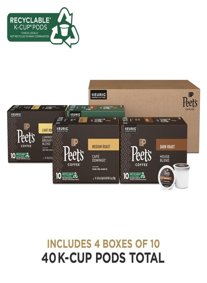 Peet's Coffee, Keurig K-Cup Pods Variety Pack, 100% Arabica Coffee - Luminosa Breakfast Blend, Café Domingo, Organic Alma De La Tierra, House Blend, 40 Count (4 Boxes of 10 Pods) - Image 2