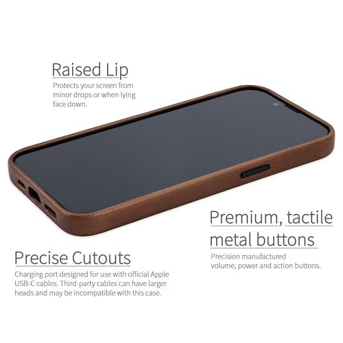 Dockem Genuine Leather Case for iPhone 16e, Compatible with MagSafe (MSGL, Brown) - Image 3