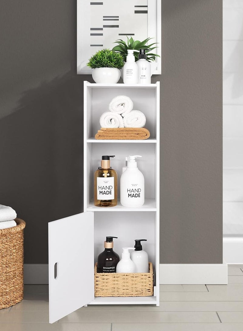 TPGP Waterproof Bathroom Floor Cabinets, Bathroom Cupboard Free Standing Cabinet Unit, Toilet Side Slim Cabinet Organizer Shelf, Home Furniture for Living Room/Bedroom/Kitchen/Office, White - PVC lightweight - Image 4