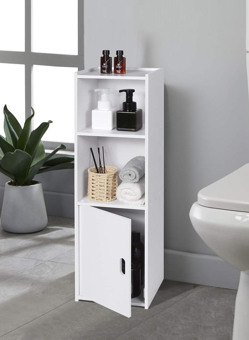 TPGP Waterproof Bathroom Floor Cabinets, Bathroom Cupboard Free Standing Cabinet Unit, Toilet Side Slim Cabinet Organizer Shelf, Home Furniture for Living Room/Bedroom/Kitchen/Office, White - PVC lightweight - Image 3