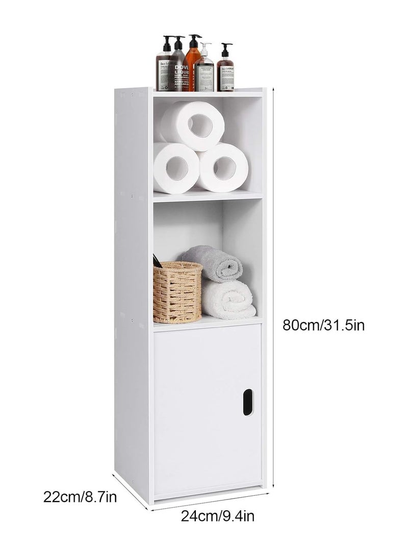 TPGP Waterproof Bathroom Floor Cabinets, Bathroom Cupboard Free Standing Cabinet Unit, Toilet Side Slim Cabinet Organizer Shelf, Home Furniture for Living Room/Bedroom/Kitchen/Office, White - PVC lightweight - Image 2