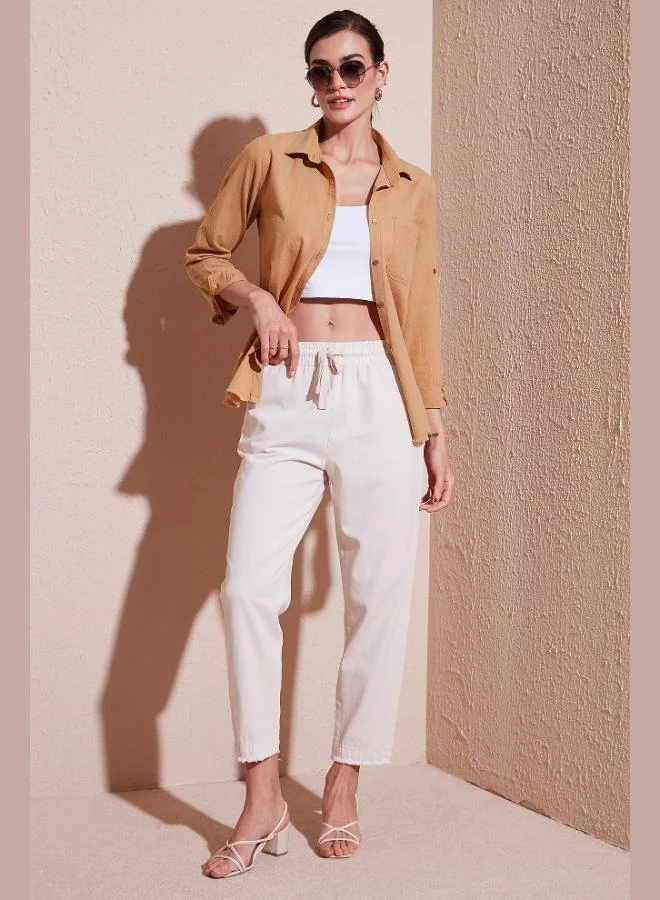 Lela Lela Cotton Regular Waist Regular Fit Straight Leg Trousers Women's PANTS 668YP42282S4