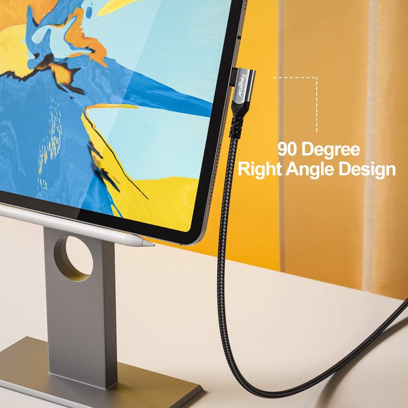 Fasgear USB C to USB C 3.1 Gen 2 Cable 6ft 90-Degree Type C 100W Cord 4K@60Hz Video Output 5A Power Delivery Charging Wire Compatible for MacBook,iPad Pro,Pixelbook,Oculus Link,T5 LaCie SSD (Black) - Image 4