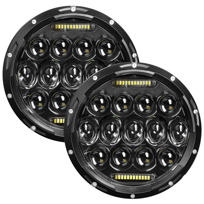 VI9000 7 Inch Led Headlight Round H6024 Led Headlight DOT Approved Hi/Lo Beam DRL Black Headlights Compatible With Jeep Wrangler JK JKU TJ LJ CJ Compatible With Chevy,Ford and Mazda Miata etc - Image 1