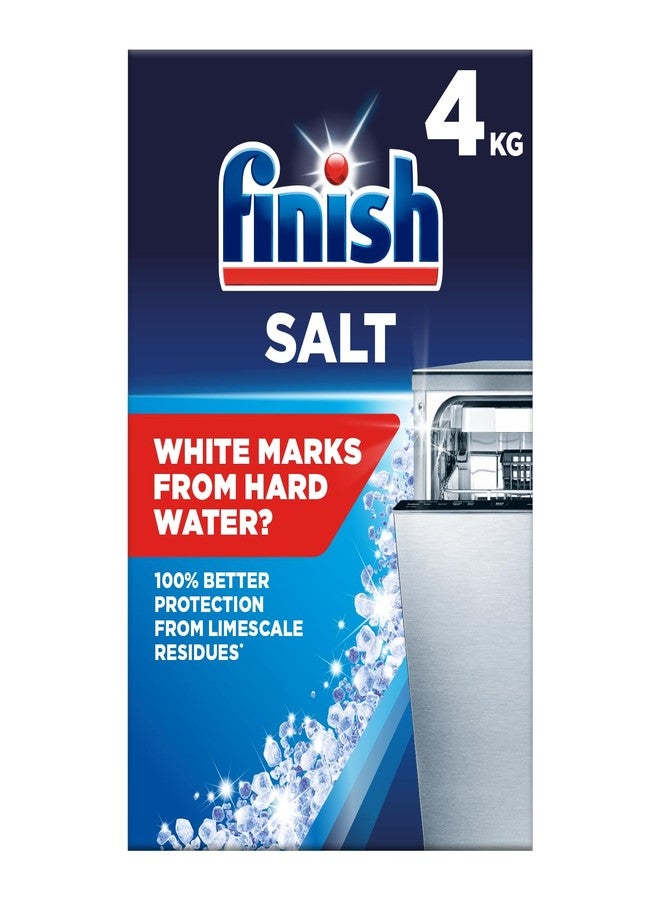 Finish, Dishwasher Salt, 4kg, Prevents Limescale and White Residue, Effective against Hard Water, For Cleaner and Shinier Dishes vs Dishwasher tablets alone - Image 1