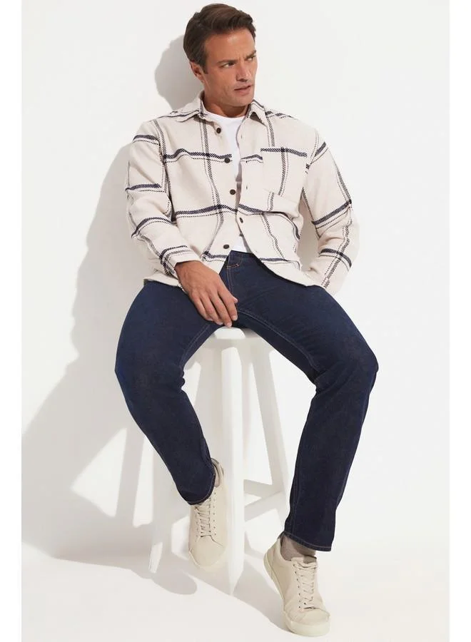 جون June Men Checkered Shirt Beige