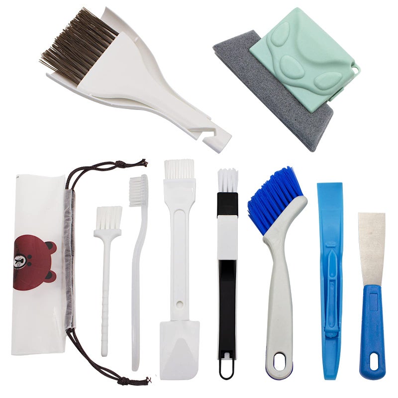 BLUETOP Blue Top Household Cleaning Brushes 10Piece Set Window Crevice Cleaning Tool for Narrow GapMagic Window Sill Cleaning Tool for Slide DoorTile LinesShutterAir ConditionerKeyboardVents 