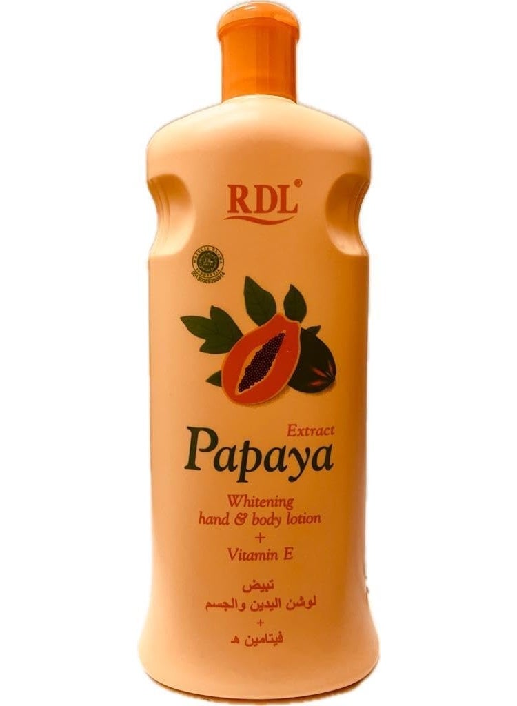 RDL Papaya Extract Whitening Hand & Body Lotion + Vitamin E 600ml - Image 1