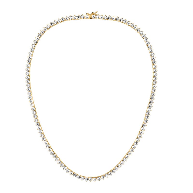 GEMSME 3 Pong18K Yellow Gold Plated Cubic Zirconia Classic Tennis Necklace for Women and Men (16 Inch) - Image 1