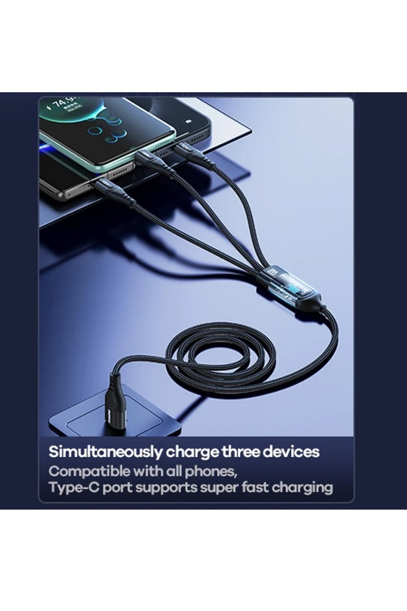 ريماكس كابل بيانات ريماكس RC-C090 سلسلة سوكسيين، 100 واط، متوافق مع جميع الأجهزة، 3 في 1، مع شاشة رقمية ذكية - Image 2