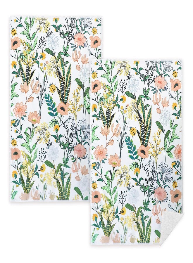 FlyingMage Microfiber Kitchen Towels, 2 Pack Wildflower Floral Hand Dish Towels Cute Dishcloths Soft Fast Drying Absorbent Housewarming Gift for Home Cooking Kitchen Bathroom Decor, Reusable Cloth Tea Towel - Image 1