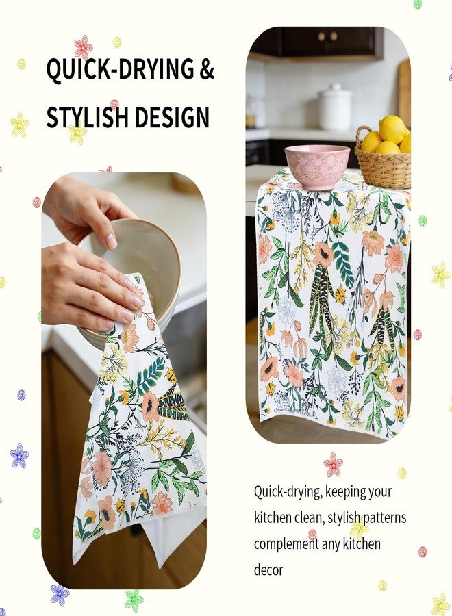 FlyingMage Microfiber Kitchen Towels, 2 Pack Wildflower Floral Hand Dish Towels Cute Dishcloths Soft Fast Drying Absorbent Housewarming Gift for Home Cooking Kitchen Bathroom Decor, Reusable Cloth Tea Towel - Image 2
