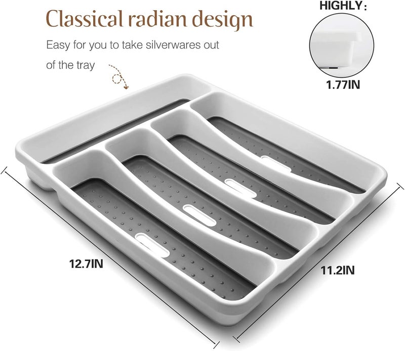 RayPard 24-Piece Silverware Set, Flatware Set Mirror Polished, Dishwasher Safe Service for 4, Include Fork/Spoon with 5-Compartment Non Slip Silverware Drawer Organizer Box Tray - Image 5