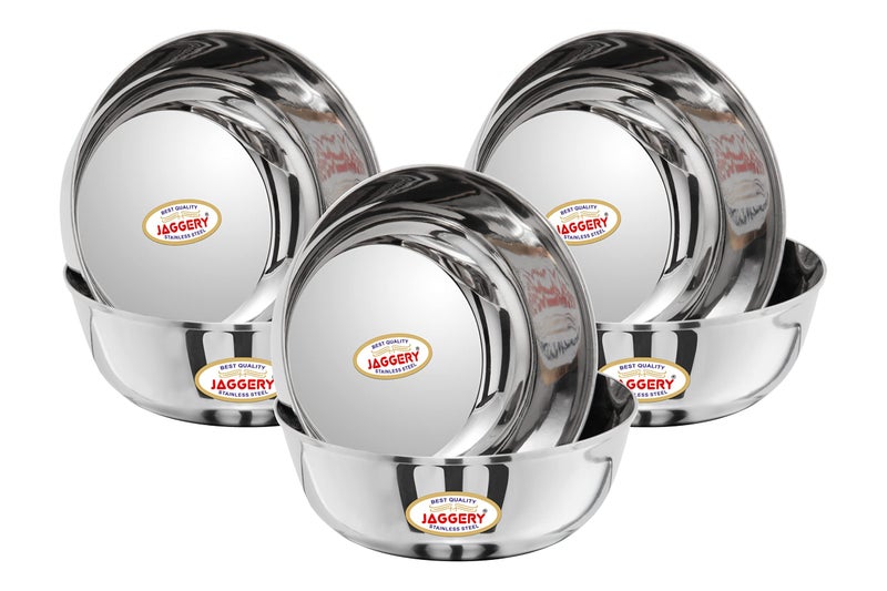 JAGGERY Stainless Steel 700ml Katora Set, Big Bowl Rust Proof, Useful as Mixing Bowl or Serving Donga (17 cm Diameter, Pack of 6) - Image 1