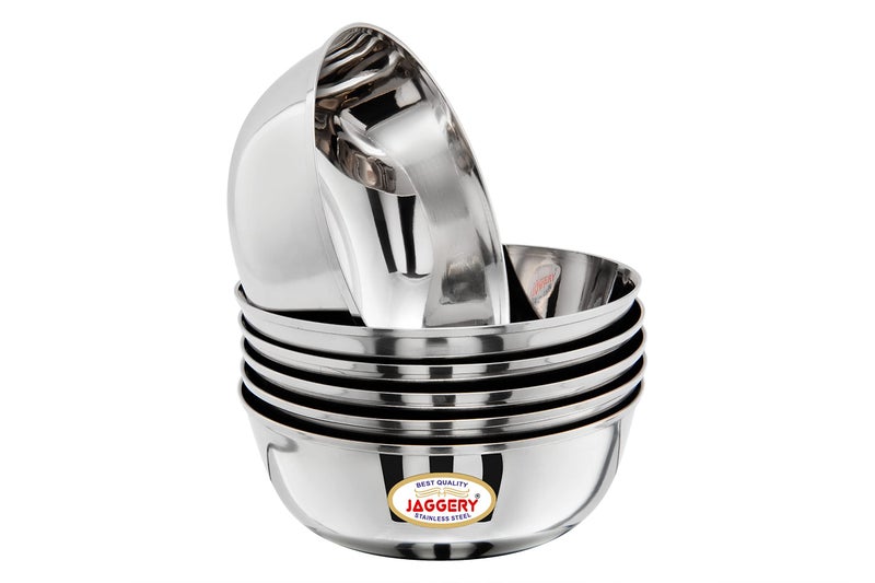 JAGGERY Stainless Steel 700ml Katora Set, Big Bowl Rust Proof, Useful as Mixing Bowl or Serving Donga (17 cm Diameter, Pack of 6) - Image 5