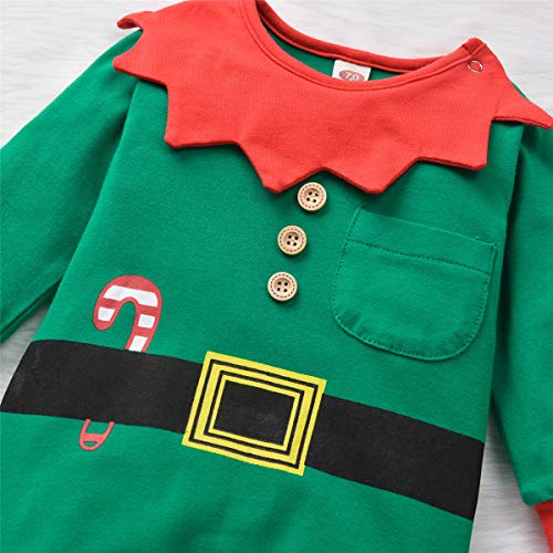 HIHA Baby-Christmas-Elf-Outfit Jumsuit for Toddler Boys Girls Christmas Clothes (green, 0-6months) - Image 5