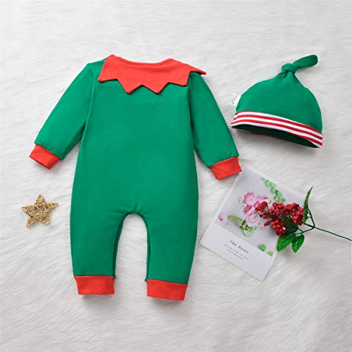 HIHA Baby-Christmas-Elf-Outfit Jumsuit for Toddler Boys Girls Christmas Clothes (green, 0-6months) - Image 4