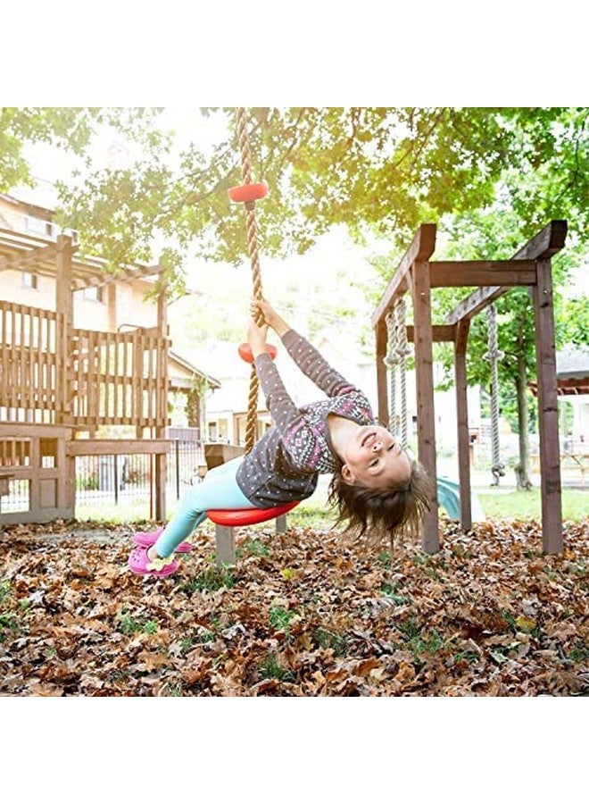 Toy Park Kids Disc Swing Climbing Rope Set with Platforms for Indoor & Outdoor, Playground Set, Backyard Fun with Carabiner - Red Color - Image 2