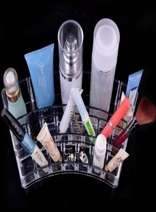 CONNECTWIDE� Acrylic Cosmetic Organizer Cum Jewelry Box with Drawers for Make Up Lipstick Organizer Holder Multi Slots(19 Slot Cured Shaped) Color: White. Qty.(1pcs) Size 28 * 12 * 7 cm - Image 2