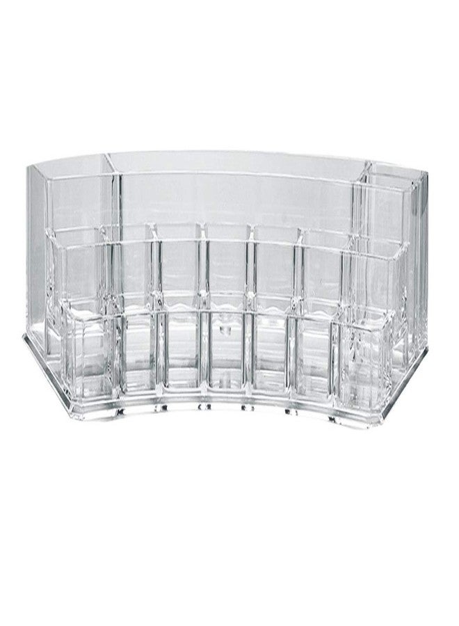 CONNECTWIDE� Acrylic Cosmetic Organizer Cum Jewelry Box with Drawers for Make Up Lipstick Organizer Holder Multi Slots(19 Slot Cured Shaped) Color: White. Qty.(1pcs) Size 28 * 12 * 7 cm - Image 4