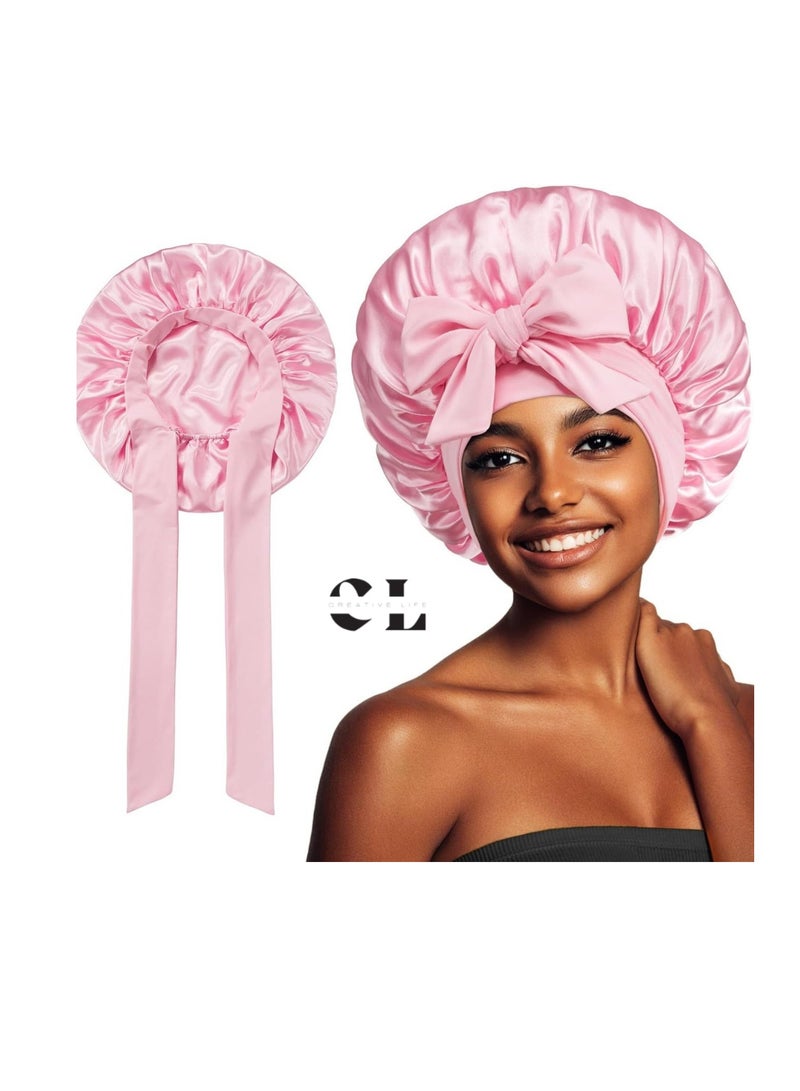 CREATIVE LIFE Satin Sleep Bonnet for Women Comfort Adjustable Tie for Secure Fit Ideal for Preserving Curly Hairstyles Overnight - Image 4