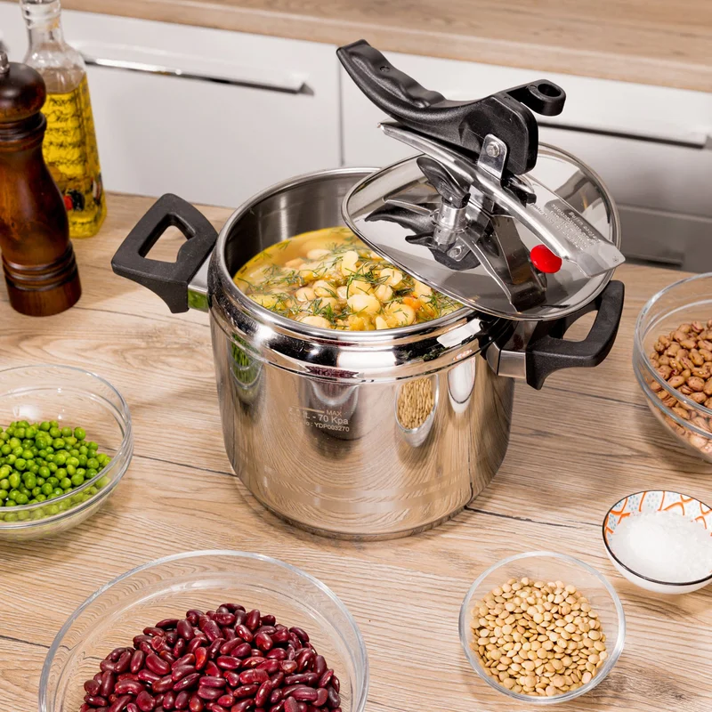 Simply Kitchen Exclusive 5L Steel Pressure Cooker  With Black Handle