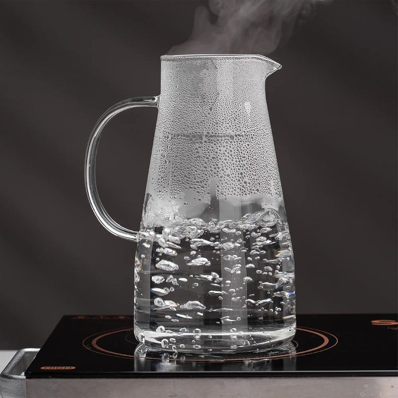 Bellemax Water jug Crystal Clear Glass Pitcher Beverage Dispenser with Pour Spout Shatterproof Catering and Restaurant Serveware for Cold Drinks Water Lemonade Beer and Classy 1250 ML Set of 1 - Image 4