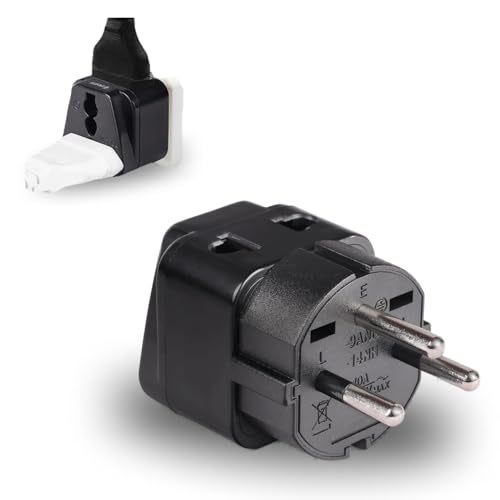 Orei India to Israel, Gaza, Palestine & More (Type H) Travel USB Adapter Plug - 2 in 1 - Ce Certified - Rohs Compliant - Black Color (Db14-Blk) - Image 1