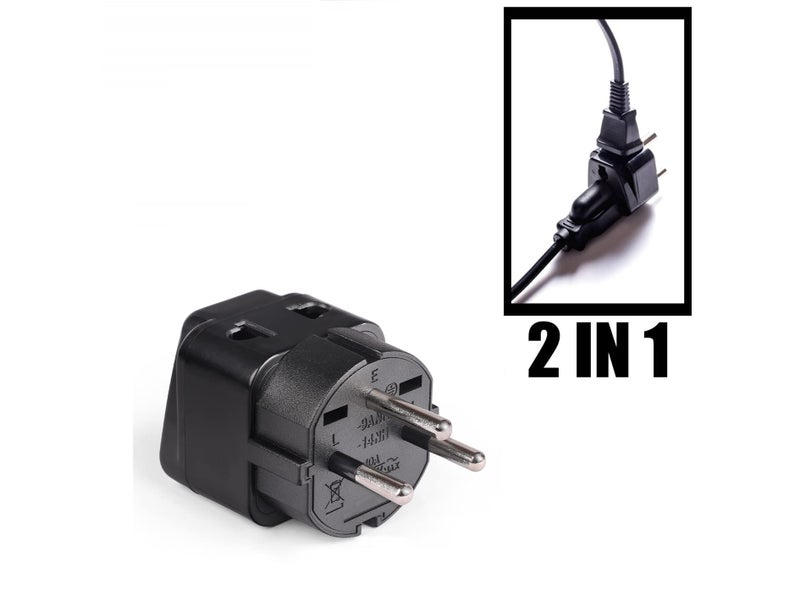 Orei India to Israel, Gaza, Palestine & More (Type H) Travel USB Adapter Plug - 2 in 1 - Ce Certified - Rohs Compliant - Black Color (Db14-Blk) - Image 3