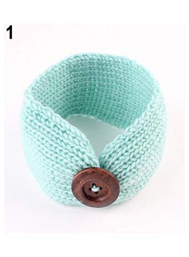 El Regalo 1 PC Woolen Knitting Button Headbands Turban Head Wrap Unisex Knitted Hair Band Young Kids (Upto 5 years) for Girls & Boys (Light Blue) - Image 2