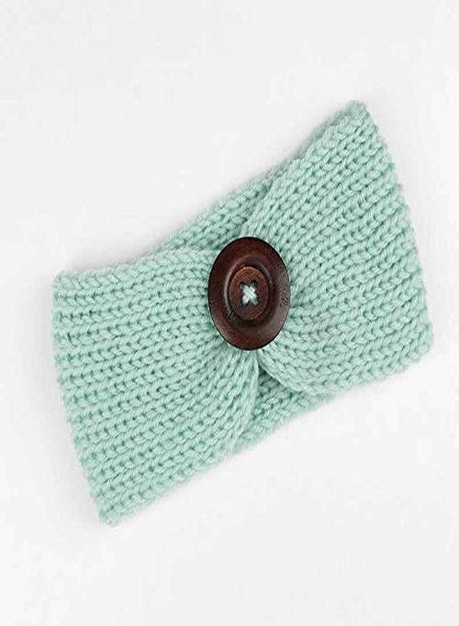 El Regalo 1 PC Woolen Knitting Button Headbands Turban Head Wrap Unisex Knitted Hair Band Young Kids (Upto 5 years) for Girls & Boys (Light Blue) - Image 3