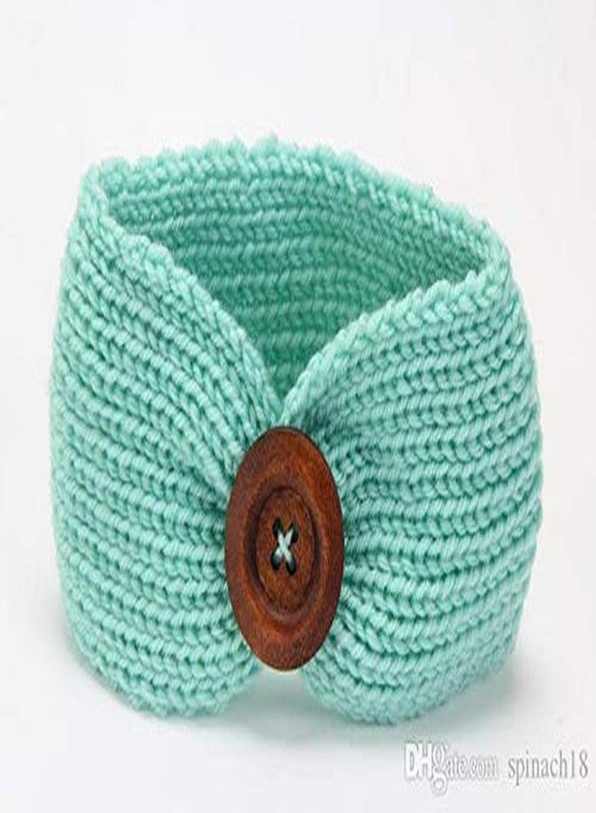 El Regalo 1 PC Woolen Knitting Button Headbands Turban Head Wrap Unisex Knitted Hair Band Young Kids (Upto 5 years) for Girls & Boys (Light Blue) - Image 4